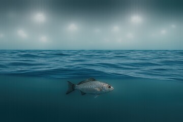 Poster - Fish Swimming in Calm Ocean Waters Under Soft Lighting During the Early Morning Hours