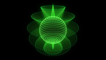 Wall Mural - green sphere consisting of points and lines. modern wireframe elements. technology grid sphere. 3d r