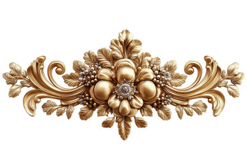 Poster - Elegant golden floral design featuring intricate swirls, leaves, and blossoms, perfect for decorative or artistic applications in both digital and print formats
