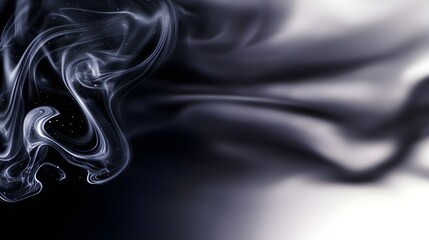 Wall Mural - Abstract Black and White Fluid Smoke Patterns with Ethereal Flow and Soft Light Effects