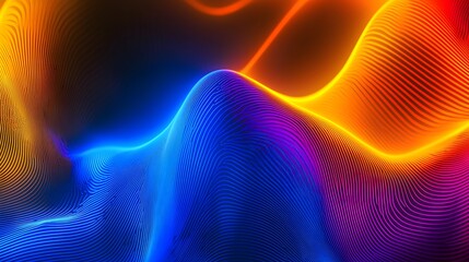 Wall Mural - vibrant abstract waves of light flowing in digital patterns in rich color gradient