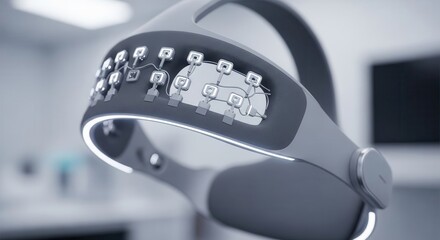 Leinwandbilder - Medical Technology Concept. Futuristic headset with intricate design in a modern setting.