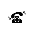 © Volodymyr - Old Telephone Ringing, Phone Call Solid Flat Vector Icon Isolated on White Background.