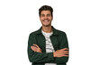 © Asier - Young handsome caucasian man isolated on white background who feels confident, crossing arms with determination.