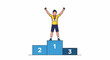 © Yana - Successful athlete celebrating victory on podium with medals