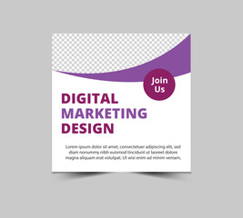 social media post template design purple digital marketing banner for modern business corporate vect