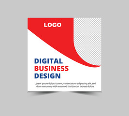social media post template design red and blue digital marketing banner for business corporate moder
