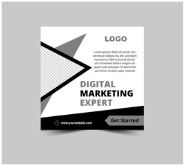 social media post design template black and gray digital marketing banner for business corporate mod