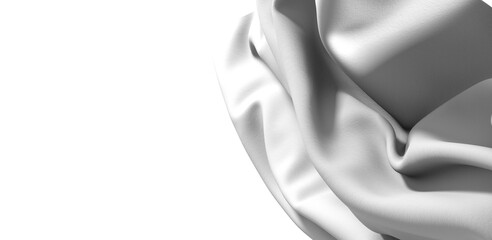 Fototapete - A close-up of a white fabric, gently draped and flowing, creating an abstract and elegant design.
