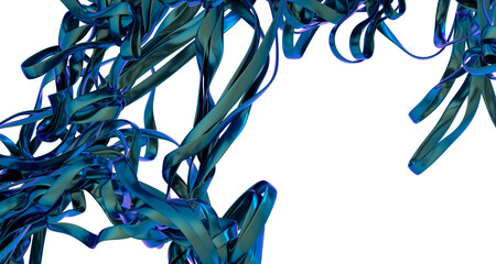 Poster - Abstract Blue Ribbons on Black Background