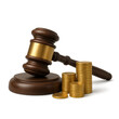 © Mr.PJ - Financial Justice: A gavel rests beside stacks of golden coins, symbolizing legal and financial decisions, reflecting the concept of justice in monetary matters.