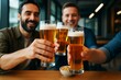 © Pixels Hunter - Group of friends enjoying beer together in a bar with warm lighting and modern background celebrating friendship and leisure time concept.