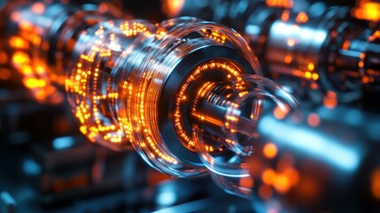 Futuristic machine with digital circuits, glowing with electrical energy, background wallpaper AI generated image
