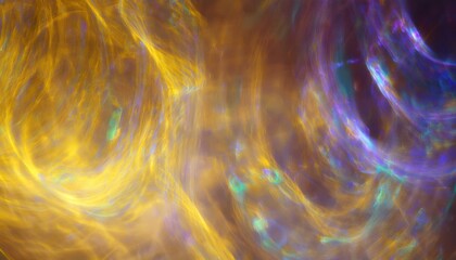 Poster - ethereal macro swirl of golden amber and violet opalescence with glowing iridescent textures for abstract web design, luxury print, or visionary branding background

