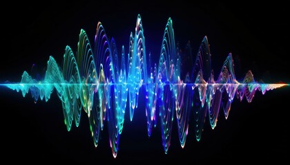 Poster - vibrant electromagnetic light waves in circular motion for digital artwork, sci-fi branding, abstract web background, or futuristic tech print media

