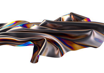 Wall Mural - Abstract iridescent folds of metallic fabric A symphony of colors and shapes
