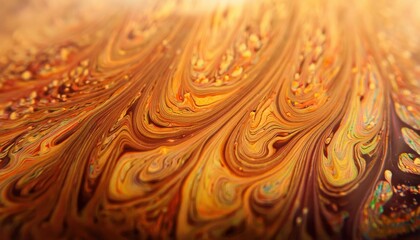Aufkleber - vibrant orange and gold fluid swirl texture with abstract marbling patterns for web design, poster background, or branding graphic

