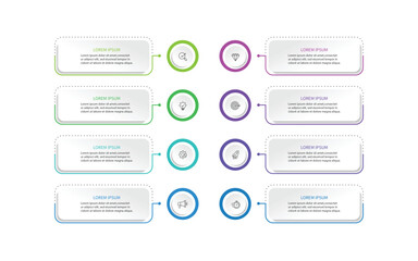 Fototapete - Business infographic template. 8 Step timeline journey. Process diagram, Infographic elements vector illustration.