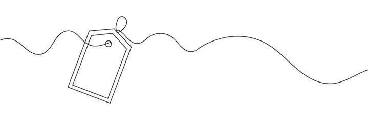 Wall Mural - One continuous line drawing of paper tea bag, continuous line drawing of paper tea bag, Discount tag icon line continuous drawing vector. One line price tag icon vector background