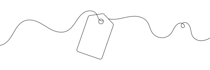 Wall Mural - One continuous line drawing of paper tea bag, continuous line drawing of paper tea bag, Discount tag icon line continuous drawing vector. One line price tag icon vector background