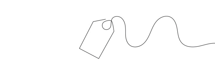 Wall Mural - One continuous line drawing of paper tea bag, continuous line drawing of paper tea bag, Discount tag icon line continuous drawing vector. One line price tag icon vector background