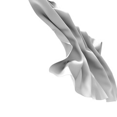 Fototapete - A close-up image of white fabric with a smooth texture and soft folds. The fabric is lit from above, creating subtle shadows and highlights.