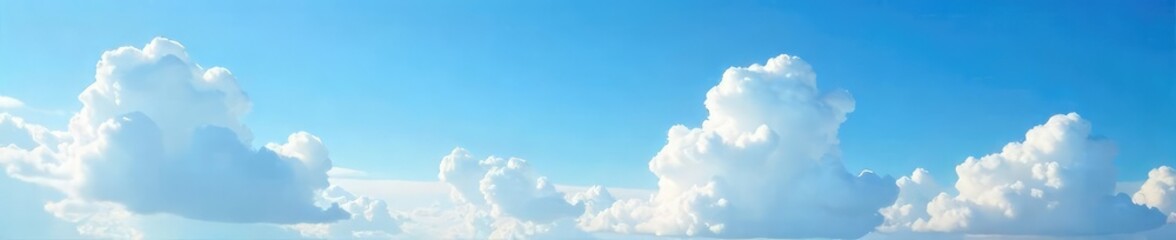 Wall Mural - Vast expanse of blue sky partially veiled by fluffy white cumulus clouds, creating a serene and dreamy atmosphere Perfect for concepts of freedom, hope, and tranquility , picturesque, heaven