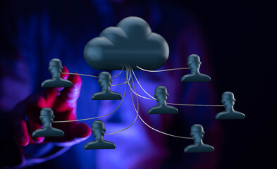 Aufkleber - Illustrative image of cloud computing, data sharing, and secure network collaboration.