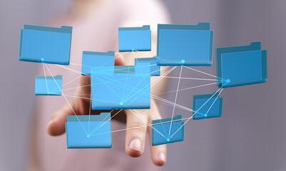 Aufkleber - Abstract image of interconnected folders, representing data sharing and network technology.