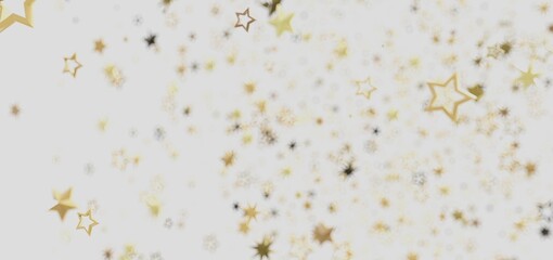 Poster - Beautiful background image of gold stars falling on a white background. Perfect for celebration and holiday designs.