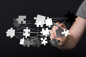 Aufkleber - Visual representation of problem-solving, teamwork, and strategic planning. Ideal for business and technology.