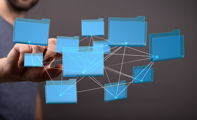 Aufkleber - Abstract image depicting data management, networking, and digital organization.