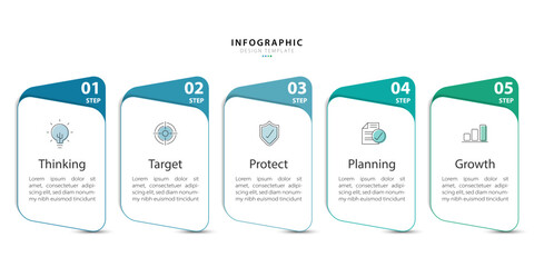 Fototapete - Timeline Creator infographic template. 5 Step timeline journey, calendar Flat simple infographics design template. presentation graph. Business concept with 5 options, vector illustration.