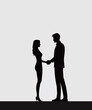 © 牛牛 林 - Couples shake hands affectionately, black and white silhouette
