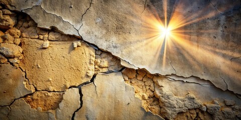 Poster - A crack in the wall lets in light, revealing the inner structure of the stone.