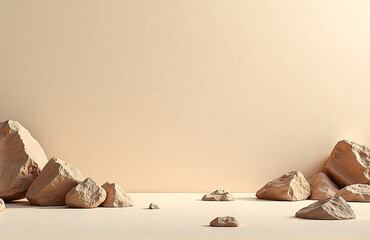 Wall Mural - wide panoramic web banner features light brown rocky texture background ample copy
