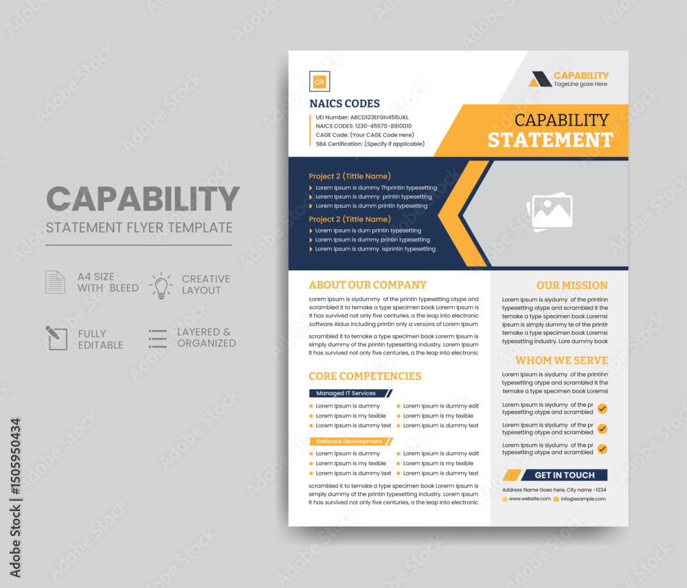 Capability Statement Template Design Stock Vector | Adobe Stock