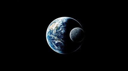 Wall Mural - earth and moon celestial dance - a mesmerizing cosmic ballet, earth and moon intertwined, showcasing