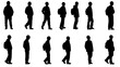© Ulitka - Silhouettes of workers wearing hard hats are depicted in various poses, including standing, walking, and carrying backpacks