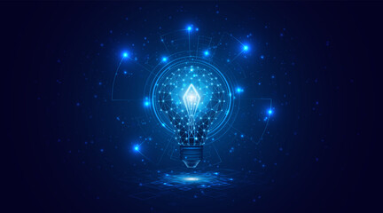Fototapete - Electric or creative light bulb. Global internet connection concept for business. advanced digital technology	