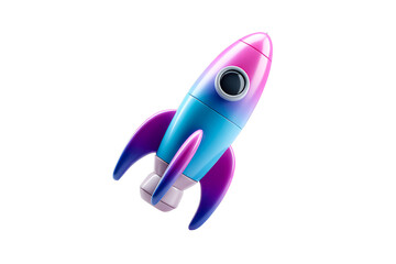 Wall Mural - Colorful toy rocket against transparent background