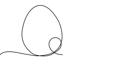 Single line egg, hand-drawn continuous one-line The Easter symbol, minimalist one-line art eggs shape drawing animation, 