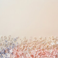Poster - A soft pastel vector background split in half, with one side filled with elegant flowers and the other side free for text or design.
