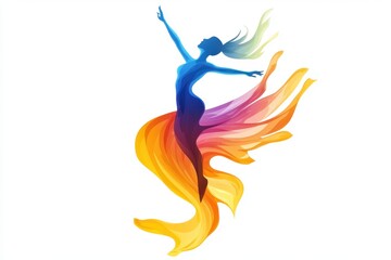 Leinwandbilder - Colorful abstract swirl design showcasing a blend of warm and cool tones creating a dynamic, flowing form set against a clean white background