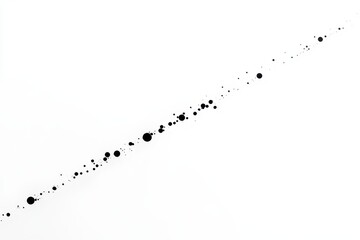 Fototapete - Abstract black circles create a dynamic diagonal pattern against a plain white background, showcasing simplicity and artistic expression