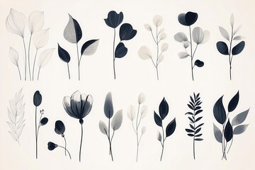 Fototapete - Modern abstract patterns displayed in black and orange colors, showcasing unique shapes and textures in a visually appealing arrangement