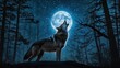 © Miftachu - Gray timber wolf howling at the moon in a wild winter nature scene