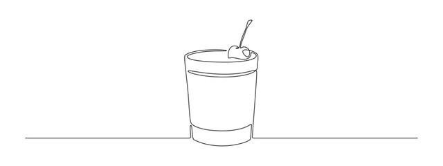 Poster - Glass of cocktail in continuous one line drawing. Alcohol shot and beverage bar in simple linear style. Drink menu in editable stroke. Doodle outline vector illustration