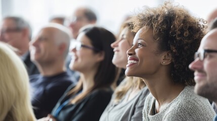 Aufkleber - Diverse Audience Listening Attentively During Presentation, Demonstrating Engagement and Corporate Training, With a Focus on Professional Development and Learning : Generative AI