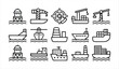 © Masum - set of  outline icons related to marine port  li